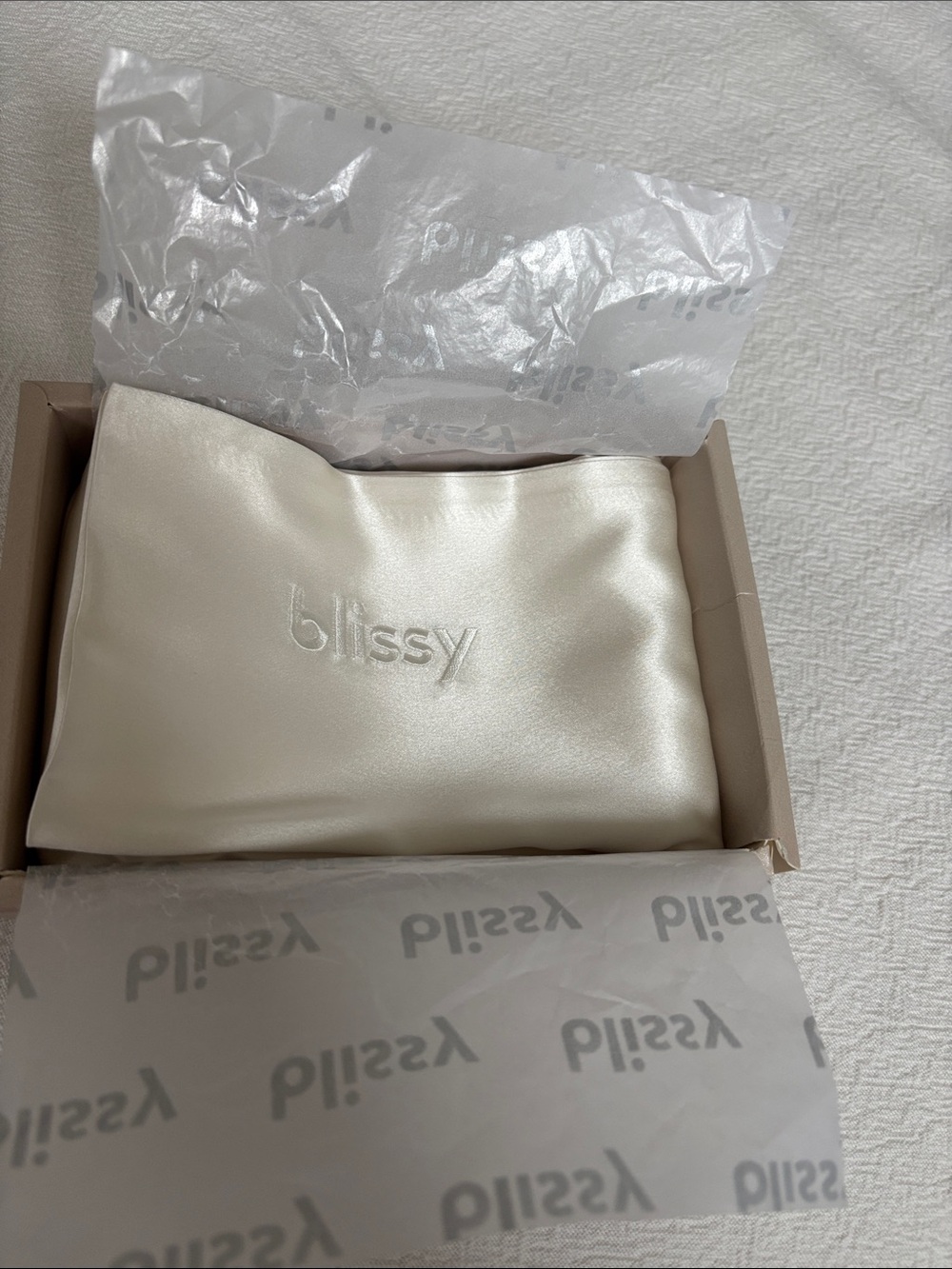 New in Box- Blissy Pillowcase in white, standard